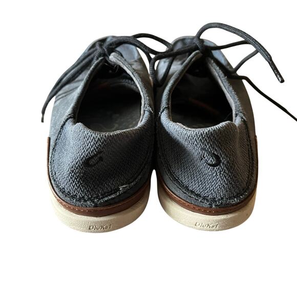 OluKai Shoes Mens 8.5 Blue Gray Manoa Leather Convertible Lace Up Casual Comfort - Picture 3 of 9